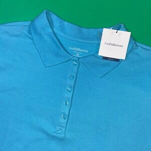 Croft & Barrow Women's 3X Turquoise Blue Stretch Polo Shirt‎ New